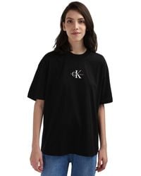 Calvin Klein - Jeans Monologo Boyfriend T-shirt Met Korte Mouwen En Ronde Hals - Lyst