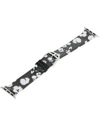 Ted Baker - Floral Print Leather Apple Strap 38/40 Black/white Print One Size - Lyst