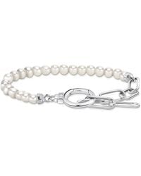 Thomas Sabo - Armband aus Perlen und Ankerelementen mit weißen Steinen Silber 925 Sterlingsilber A2134-167-14 - Lyst