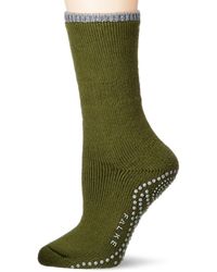 Falke Vollplüschsocken Cuddle Pads - Baumwollmischung, Warmer Vollplüschsocken für aus Merinowolle und Baumwolle; - Grün