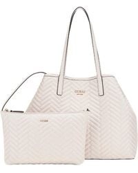 Guess - Vikky II Large 2 In 1 Tote Bag L Stone - Lyst