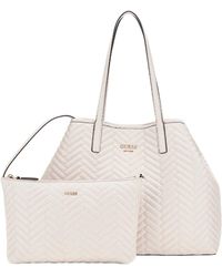 Guess - Vikky II Large 2 In 1 Tote Bag L Stone - Lyst