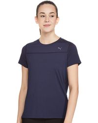 PUMA - Short Sleeve Round Neck Navy Blue S T-shirt 516673 02 - Lyst
