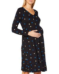 Dorothy Perkins Womens Maternity Black V Neck Tiered Coloured Spot Print Jersey Dress 