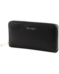 Tommy Hilfiger - Iconic Tommy Large Zip Around Wallet Black - Lyst