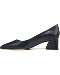 Franco Sarto - S Racer Pointed Toe Block Heel Pump Navy Blue Leather 6.5 W - Lyst