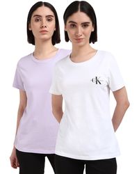 Calvin Klein - 2 Pack Monologo Slim Short Sleeve Round Neck T-shirts - Lyst