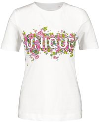 Gerry Weber - T-Shirt mit Wording-Frontprint Kurzarm floral - Lyst