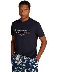 Tommy Hilfiger - T-Shirt ches Courtes Center Stack Tee avec Col Ras-du-Cou - Lyst