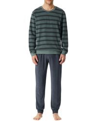 Schiesser - Langer Schlafanzug Pyjama Lang Frottee - 183128, Größe :50, Farbe:Mineral - Lyst