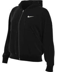Nike - Dq5758-010 W Nsw Phnx Flc Fz Os Hoodie Lang Shirt Zwart/sail 2xs-s - Lyst