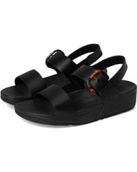 Fitflop - Lulu Resin-buckle Leather Back-strap Sandals Wedge - Lyst