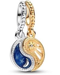 PANDORA - Moments Charm pendant séparable Yin et Yang en argent sterling et métal plaqué or 14 carats avec zircones cubiques transparentes - Lyst