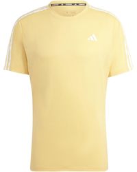 adidas - S Own The Run 3 Stripes T-shirt Orange/white S - Lyst