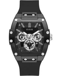 Guess - Watches Phoenix Gents Black Tone Leather Strap Watch Gw0203g3 - Lyst