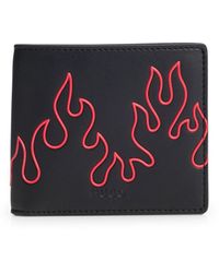 HUGO - S Jared 8 Cc Faux-leather Bi-fold Wallet With Flame Artwork - Lyst