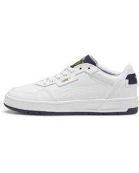 PUMA - Erwachsene Court Classic Lux Sneakers 40.5White Navy Gold Blue - Lyst