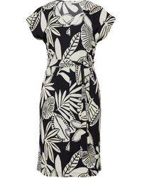 S.oliver - Strukturiertes Jerseykleid mit All-Over-Print und Gürtel schwarz 38 - Lyst