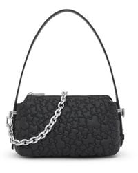 Tous - Kleine schwarze Schultertasche mit silberner Kette - Lyst