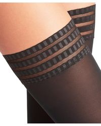 FALKE - Pure Matt Stay Ups 50 Den Semi-opaque Sustainable Black Grey Warm Thermal Hold-up Stockings Plain For Any Look Winter Work Dress - Lyst