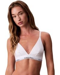Calvin Klein - 's Unlined Triangle Bralette With Logo Underband - Lyst