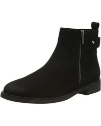 Clarks Memi Zip Ankle Boot Black Leather 9.5 Us - Zwart