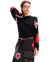 Desigual - Watercolour Floral Pullover Black - Lyst