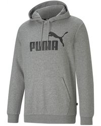 PUMA - Felpa con Cappuccio e Logo Grande Essentials Uomo XS Medium Gray Heather - Lyst
