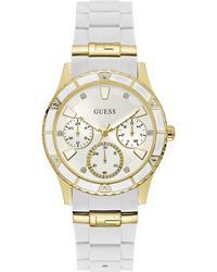 Guess - White Strap White Dial Gold Tone - Lyst