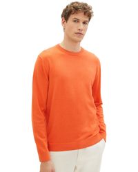 Tom Tailor - Basic Crewneck Pullover aus Baumwolle - Lyst