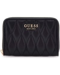Guess - Portemonnee Valla Zip Around Wallet Black Zwart - Lyst