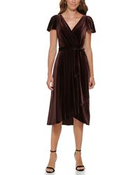 DKNY - Short Sleeve Asymmetrical Hem Faux Wrap Dress - Lyst