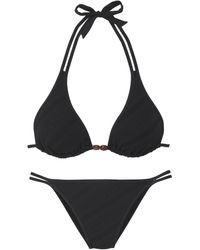 S.oliver - Triangel-Bikini-Set in schwarz mit Strukturmuster und Perlendetails - Lyst