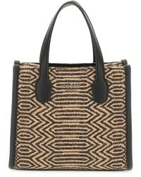 Guess - Handtasche Umhängetasche Silvana Two Compartment Mini Tote Natural/Black hellbraun - Lyst