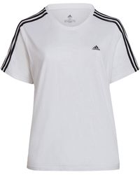adidas - Loungewear Essentials Slim 3-stripes T-shirt Voor - Lyst