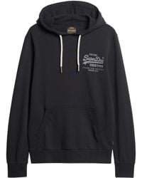 Superdry - Klassisches Vintage Heritage Hoodie mit Logo auf der Brust Schwarz M - Lyst