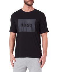 HUGO - Dulive222 T-Shirt aus Baumwolle mit rotem Logo-Etikett Schwarz XXL - Lyst
