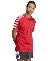 adidas - , Essentials Single Jersey 3-stripes, T-shirt, Betere Scharlaken/wit, M, Man - Lyst