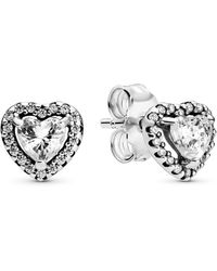 PANDORA - 288307 Boucles d'oreilles Love Hearts asymétriques pour femmes - Lyst