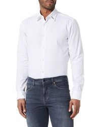 HUGO - Ermo Slim-Fit Hemd aus Stretch-Baumwolle mit Nieten am Kragen Weiß L - Lyst