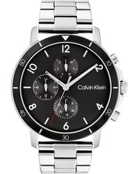 Calvin Klein - Gauge Sport Stainless Steel And Black Aluminum Case Quartz Multifunction Watch With Stainless Steel Bracelet - Lyst