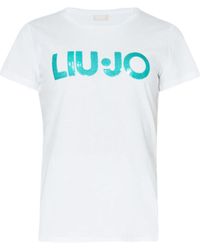 Liu Jo - Liu Jo T-Shirt ica Corta con Logo E Applicazioni MA4322J5904 Bianco - Lyst