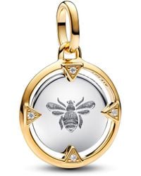 PANDORA - Me 763417c01 Bee Locket Charm Made Of Sterling Silver With Gold-plated Alloy And Cubic Zirconia - Lyst