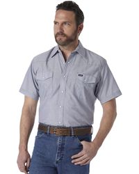Wrangler - Big And Tall Cowboy Cut Western Long Sleeve Snap Work Shirt Washed Finish - Lyst