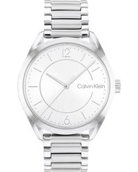 Calvin Klein Montre Analogique à Quartz pour avec Bracelet en Acier Inoxydable Argenté - 25200190 - Blanc