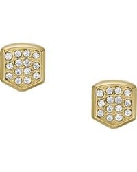 Fossil - Stainless Steel Gold-tone Glitz Heritage Crest Earrings - Lyst