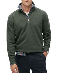 Superdry - Essential Sweatshirt mit halblangem Reißverschluss und Logo Dunkelwaldgrün Meliert XXXL - Lyst