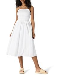 Amazon Essentials - Regular-Fit-Midikleid aus Baumwollsatin mit Gesmoktem Mieder - Lyst