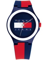 Tommy Hilfiger - Jeans Montre Analogique à Quartz Unisex avec Bracelet en Silicone Rouge et bleu - 1720025 - Lyst