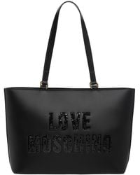 Love Moschino - Damen lettering logo Shopping Bag black - Lyst